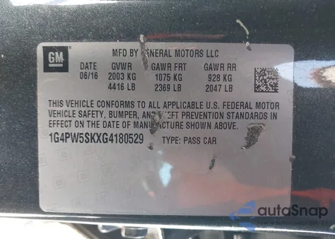 2016 Buick Verano Sport Touring Group z USA, uszkodzony, nr VIN 1G4PW5SKXG4180529